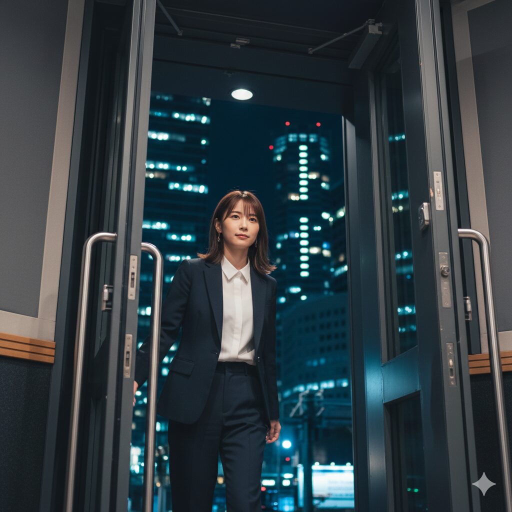 厳しい訓練を乗り越え、プロの声優として歩み出す日本人の表現者の決意に満ちた表情