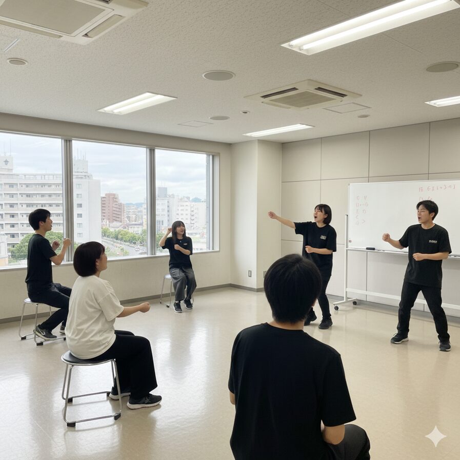 地方に居ながら本格的な声優教育が受けられる提携養成所VOICE3のレッスン風景