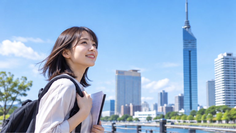 福岡で声優養成所への通学をイメージする日本人の若者